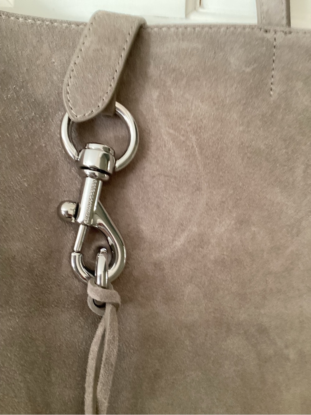 Rebecca Minkoff Taupe Suede Tote with Silver Hardware - Picture 3 of 5